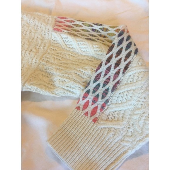 Anthropologie Maeve V-Neck Cable-Knit Lamb's Wool Sweater Women’s Size XL Ivory - Picture 8 of 12